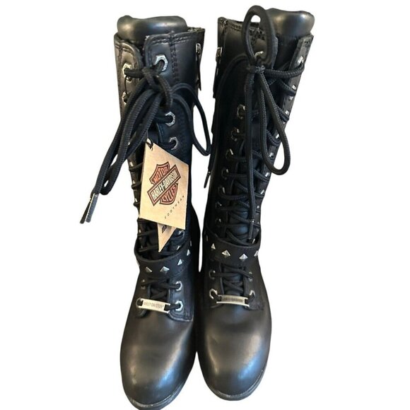 Harley Davidson Womens Aldale 9.75” WP Motorcycle Boots Black Sz 5 NEW No Box - Picture 2 of 10
